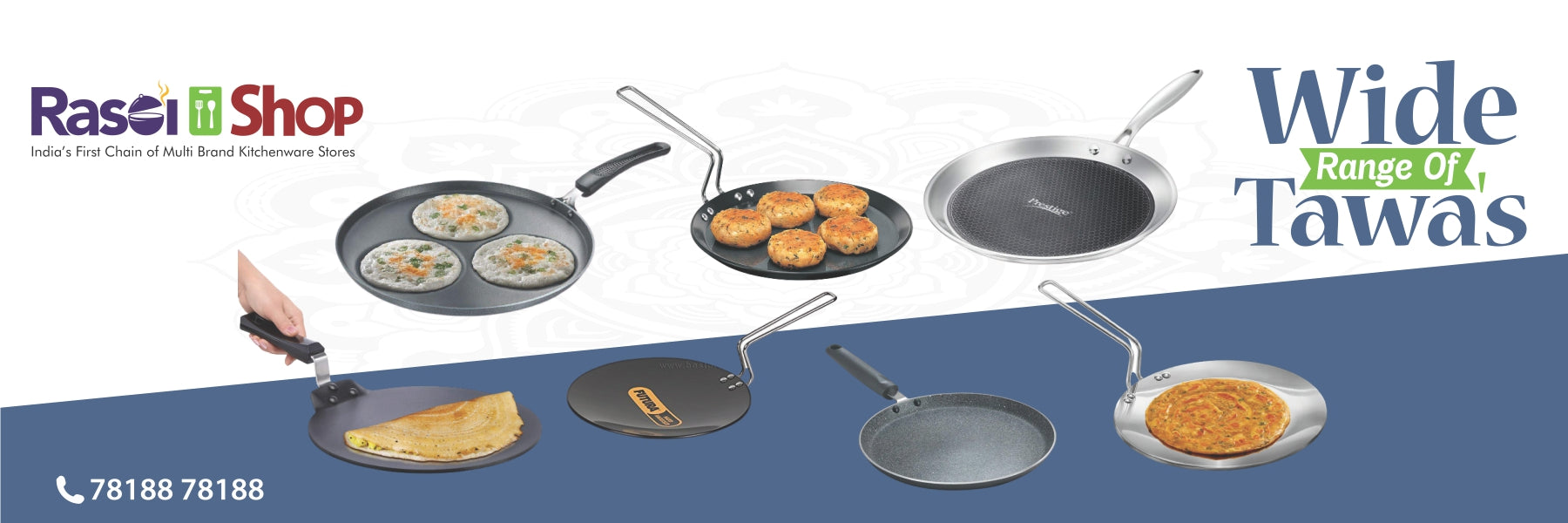 Dosa Tawa(size 27.5CM) and Grill pan Combo Non-Stick Coated