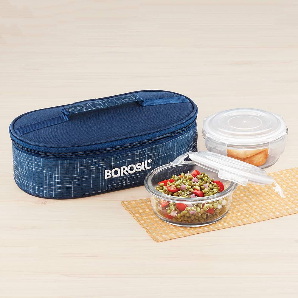 320ml Borosil 2 Square Microwavable Glass Lunch Box