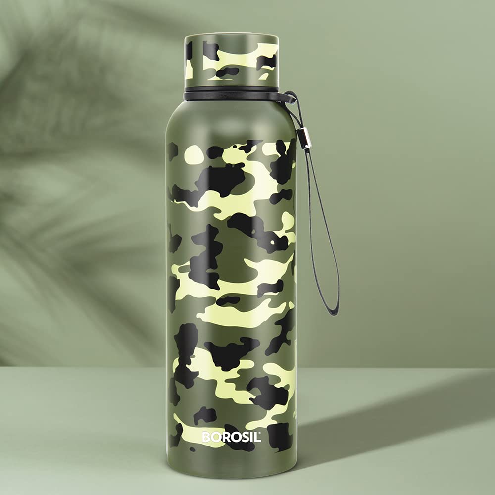 BOROSIL Trek Green 500 ml Flask water Bottle (Pack of 1, Steel)