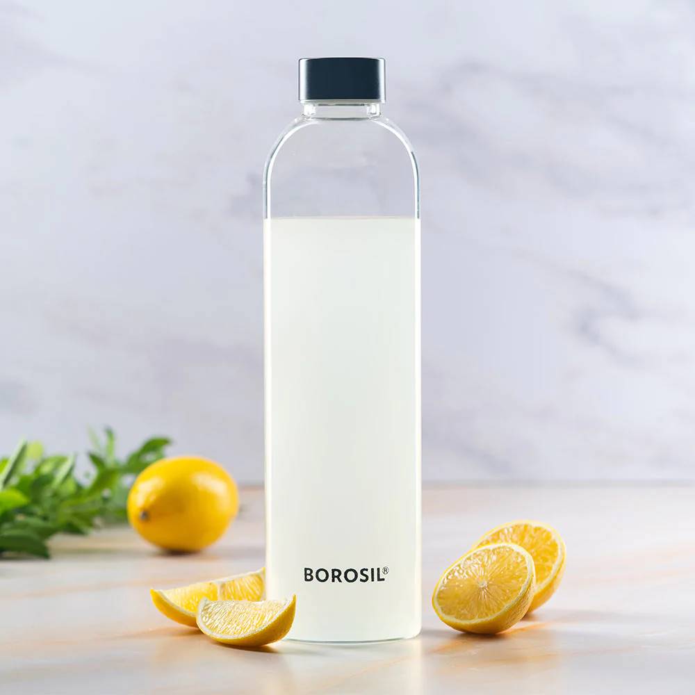 Buy Neo Borosilicate Glass Bottle - Silver Lid 550 ml at Best