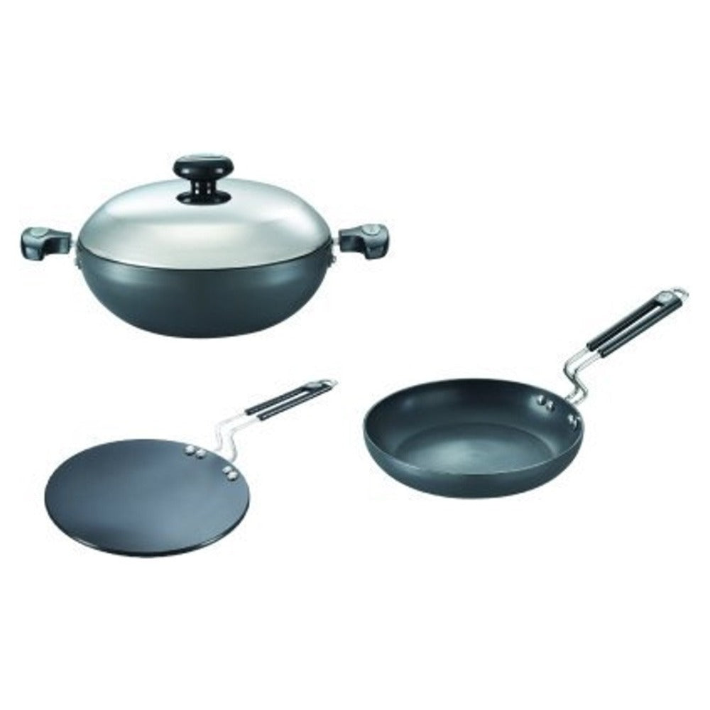 Prestige Hard Anodised Plus Cookware Gas & Induction Base Roti Tawa Black,  225mm