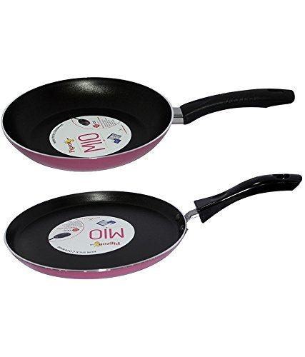  Pigeon Aluminium Nonstick Duo Pack Flat Tawa 250 and