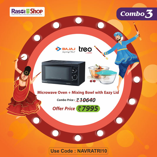 NAVRATRI COMBO #3 -Bajaj DLX Microwave Oven + Treo Mixing Bowl With Eazy Lid Set Of 3