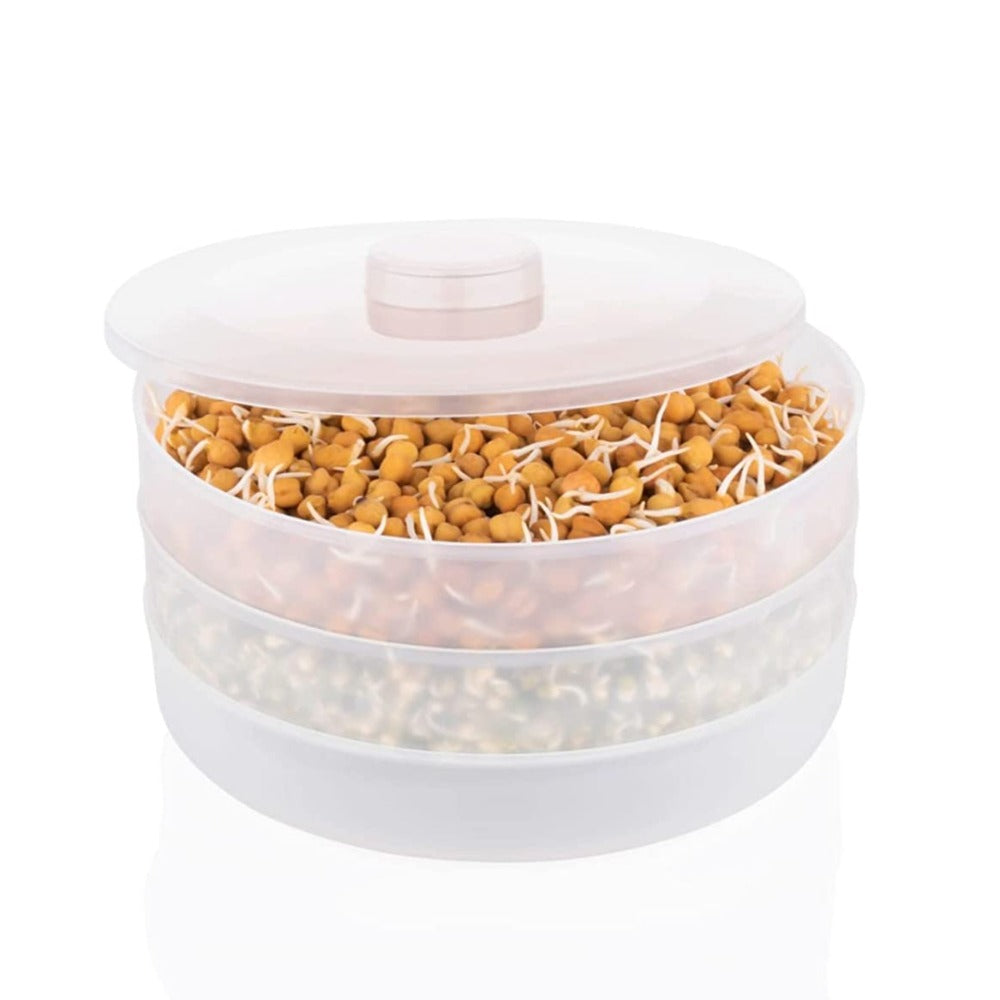 Plastic 3 Compartment 500 ML Round Sprout Maker | Transparent – Rasoi Shop