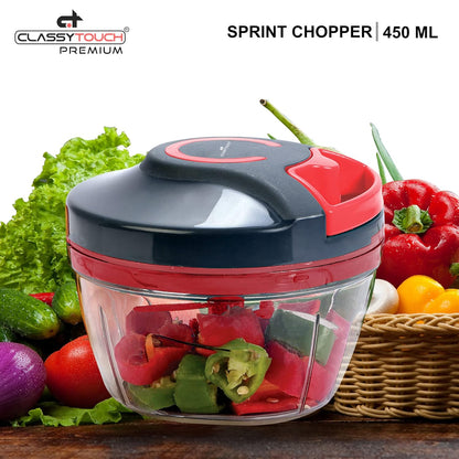 Classy Touch Manual Food Chopper | Red & Black