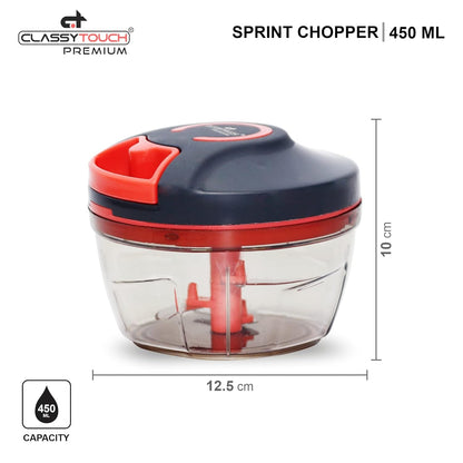 Classy Touch Manual Food Chopper | Red & Black