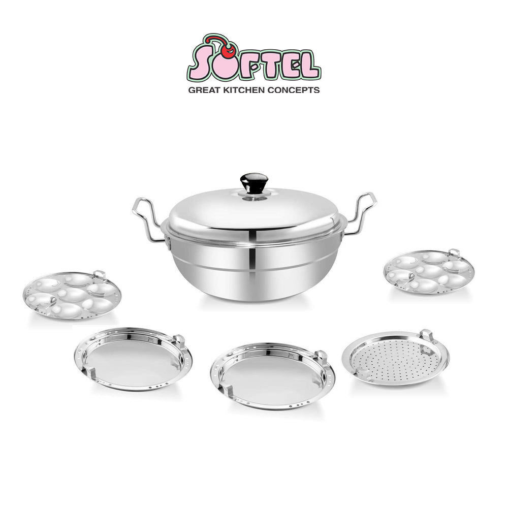 NAVRATRI COMBO #7 - Softel Stainless Steel 1 Ltr Pressure Cooker  + Softel Stainless Steel Small Multi Kadai