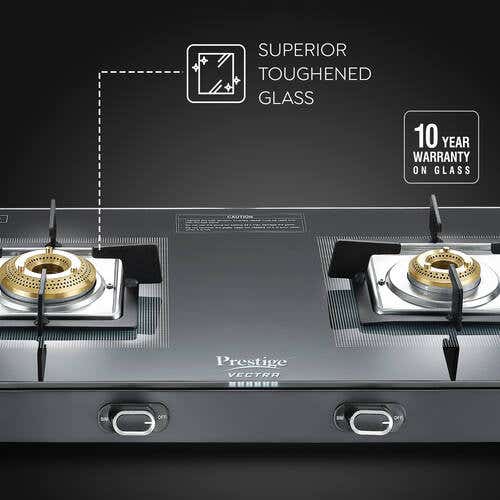 Prestige Vectra Glass Top 2 Burners Gas Stove - 5