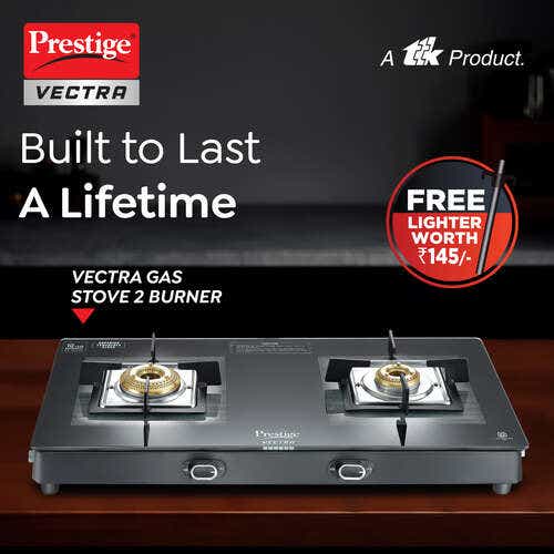 Prestige Vectra Glass Top 2 Burners Gas Stove - 7