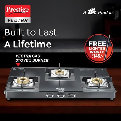 Prestige Vectra Glass Top 3 Burners Gas Stove  - 2