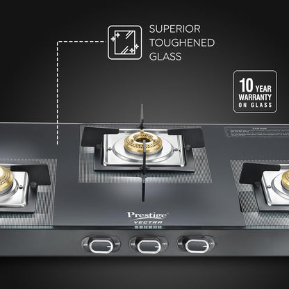 Prestige Vectra Glass Top 3 Burners Gas Stove  - 4