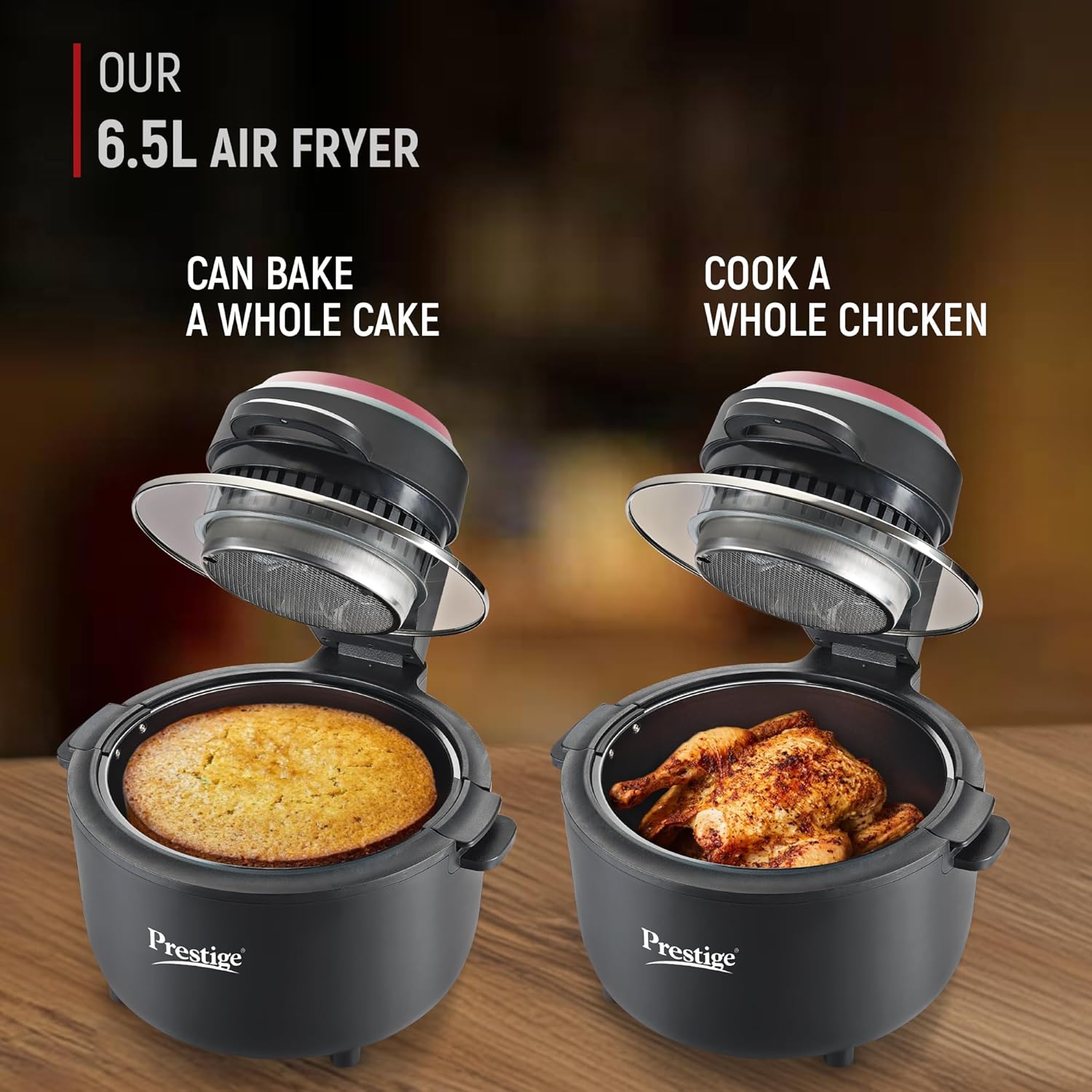 Prestige Multi-Chef All in One Air Fryer | 80% less Oil Consumption | 6.5L Capacity | 1200 Watts Power | Black