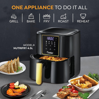 Prestige Nutrifry Electric Digital Air Fryer | 80% less Oil Consumption | 4.5L Capacity | 1200 Watts Power