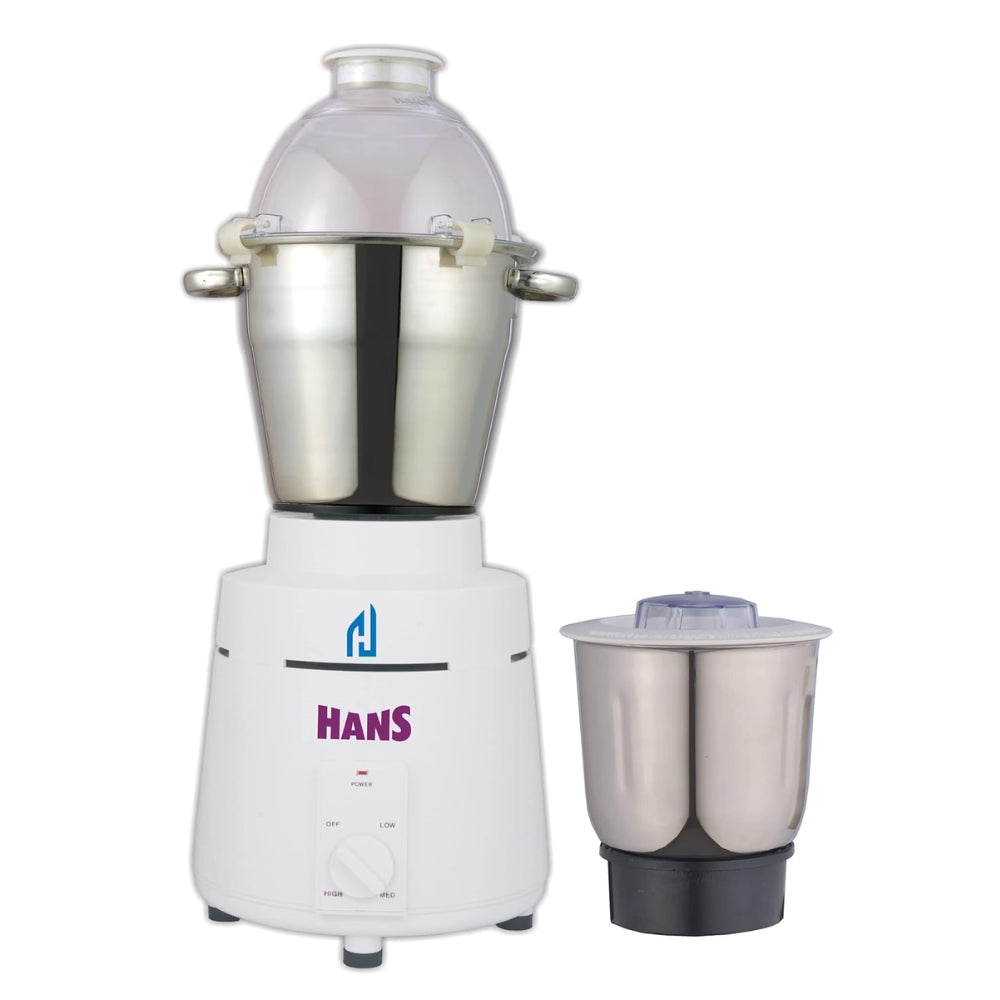 HANS Dominar X 1800 Watts 2.5 HP Commercial Mixer Grinder, 100% Copper Motor, 3 Litre And 1 Litre Stainless Steel Jars | White