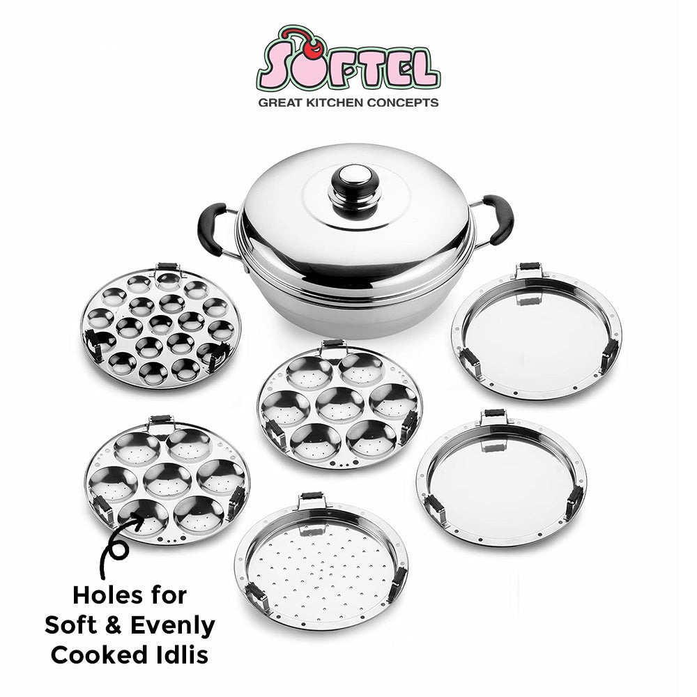Softel Stainless Steel Multi Kadai, Induction Base with 6 Plates - 2