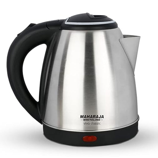 Maharaja Whiteline Viva Neo Plus 1.5 Litre 1500 Watts Electric Kettle with Bis Plug | Silver & Black | 1 Pc