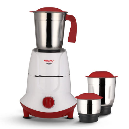 Maharaja Whiteline Unigrind Pro 500 Watts Mixer Grinder with 3 Jars | White & Red