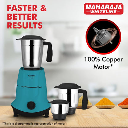 Maharaja Whiteline Superio DLX 750 Watts Mixer Grinder with 3 Jars | Black & Blue