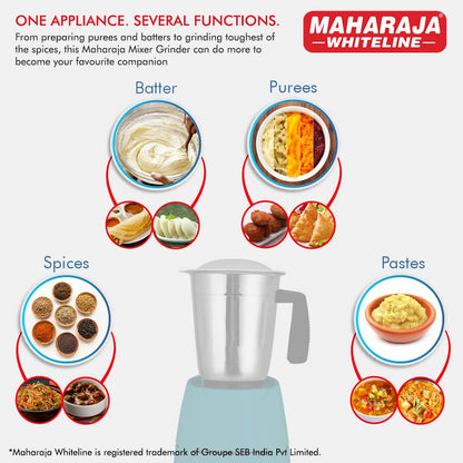 Maharaja Whiteline Superio DLX 750 Watts Mixer Grinder with 3 Jars | Black & Blue