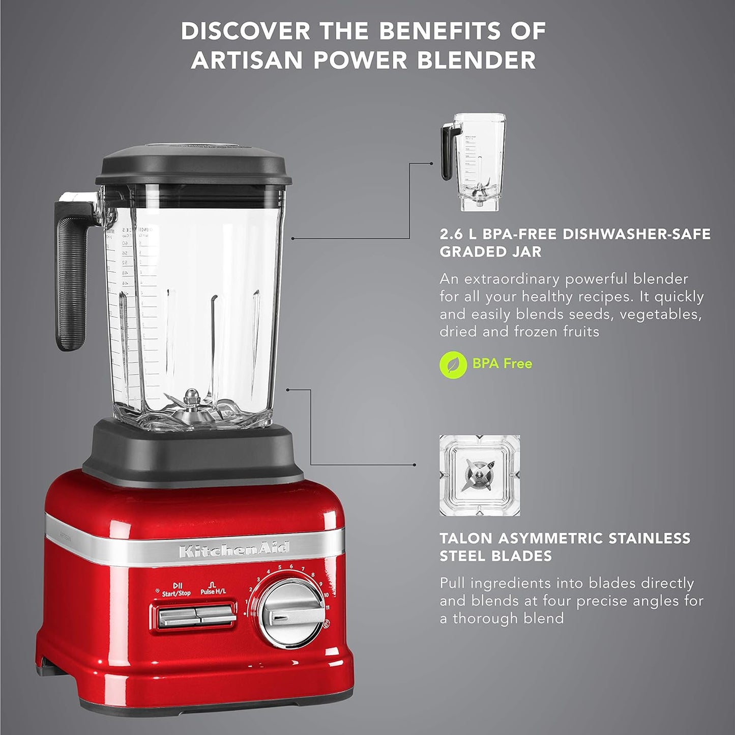 KitchenAid 2.6 Litre Artisan 11-Speed Power Blender | 1800 Watts