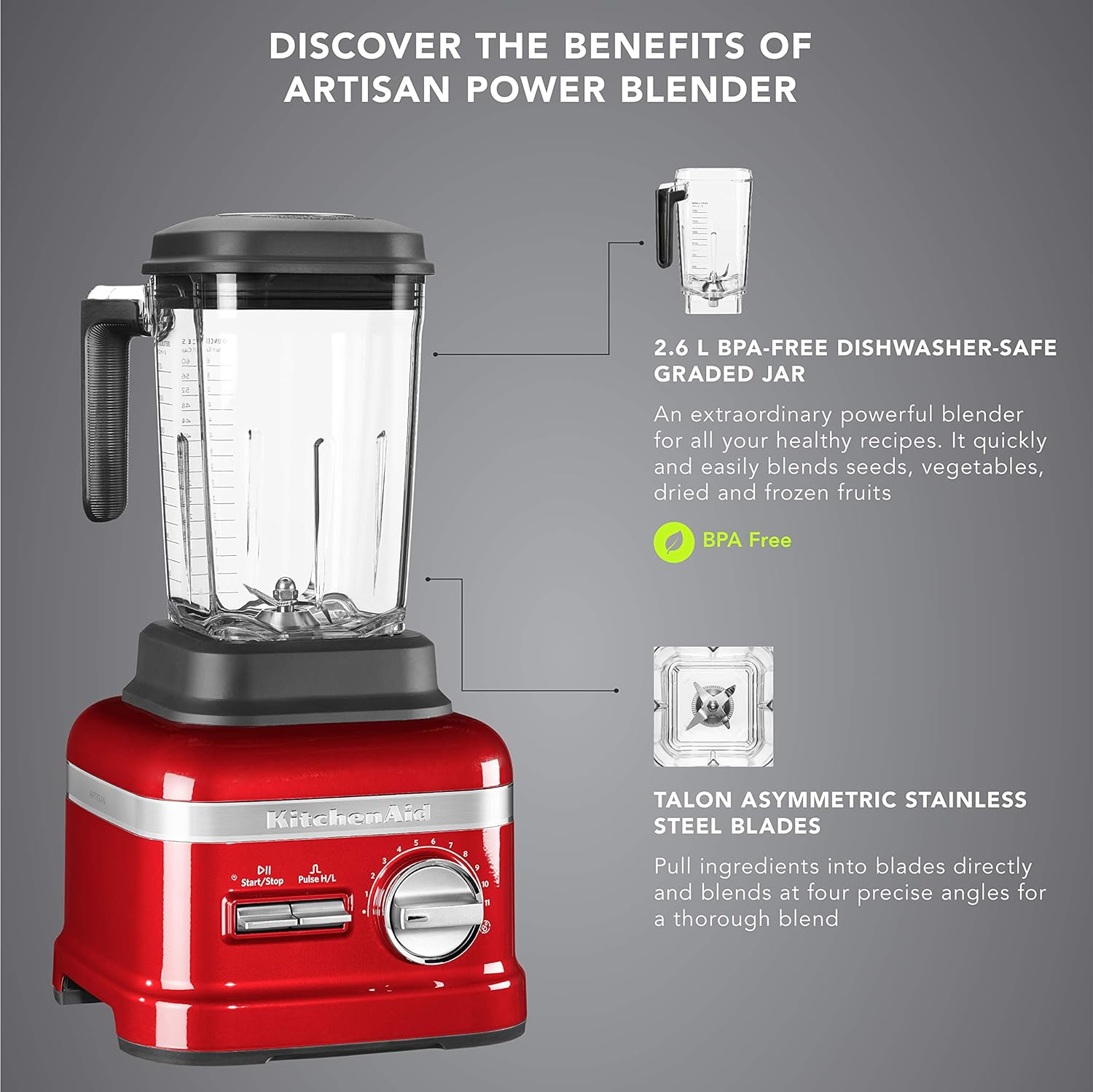 KitchenAid 2.6 Litre Artisan 11-Speed Power Blender | 1800 Watts