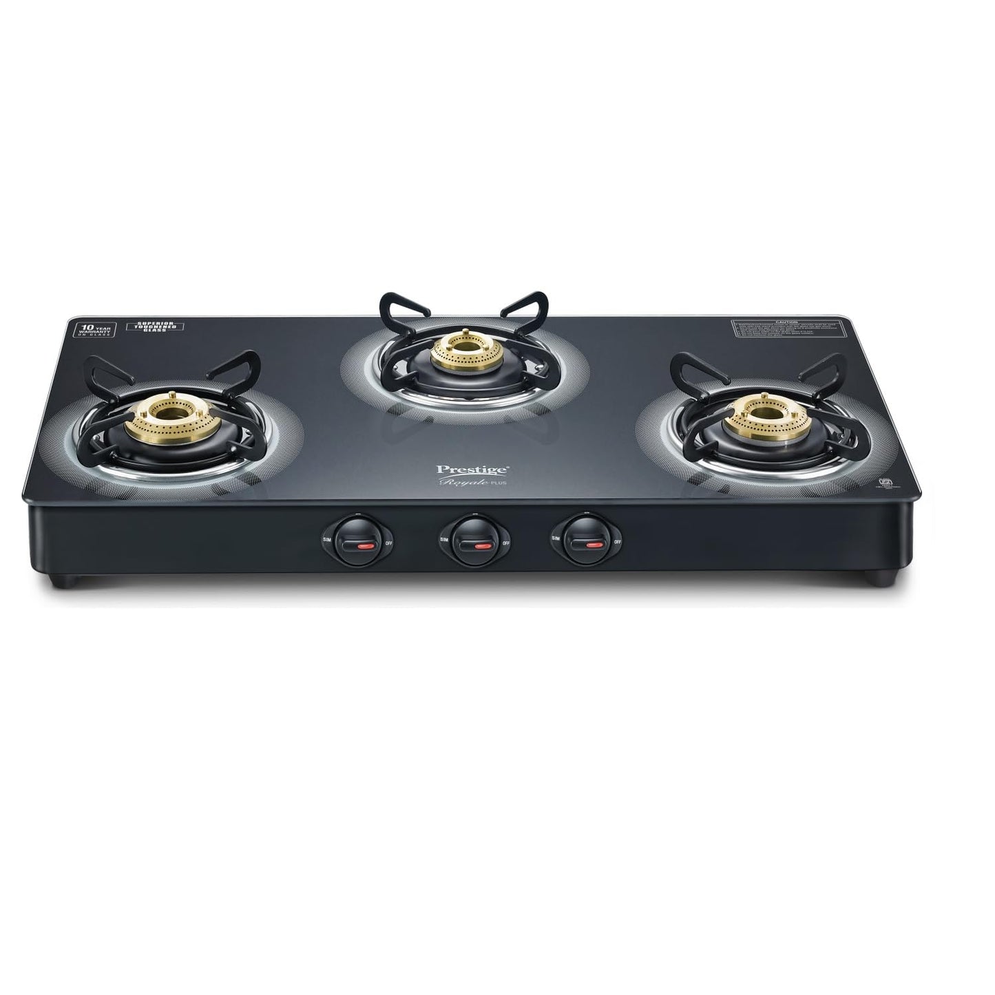 Prestige Royale SCHOTT Glass Top 3 Burner Gas Stove | Black