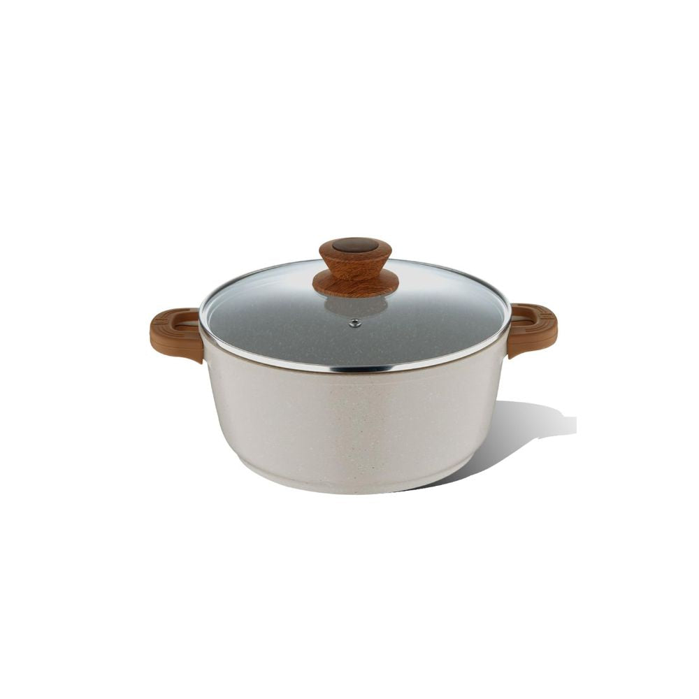 Bergner Naturally Marble Non Stick Casserole with Glass Lid - 3