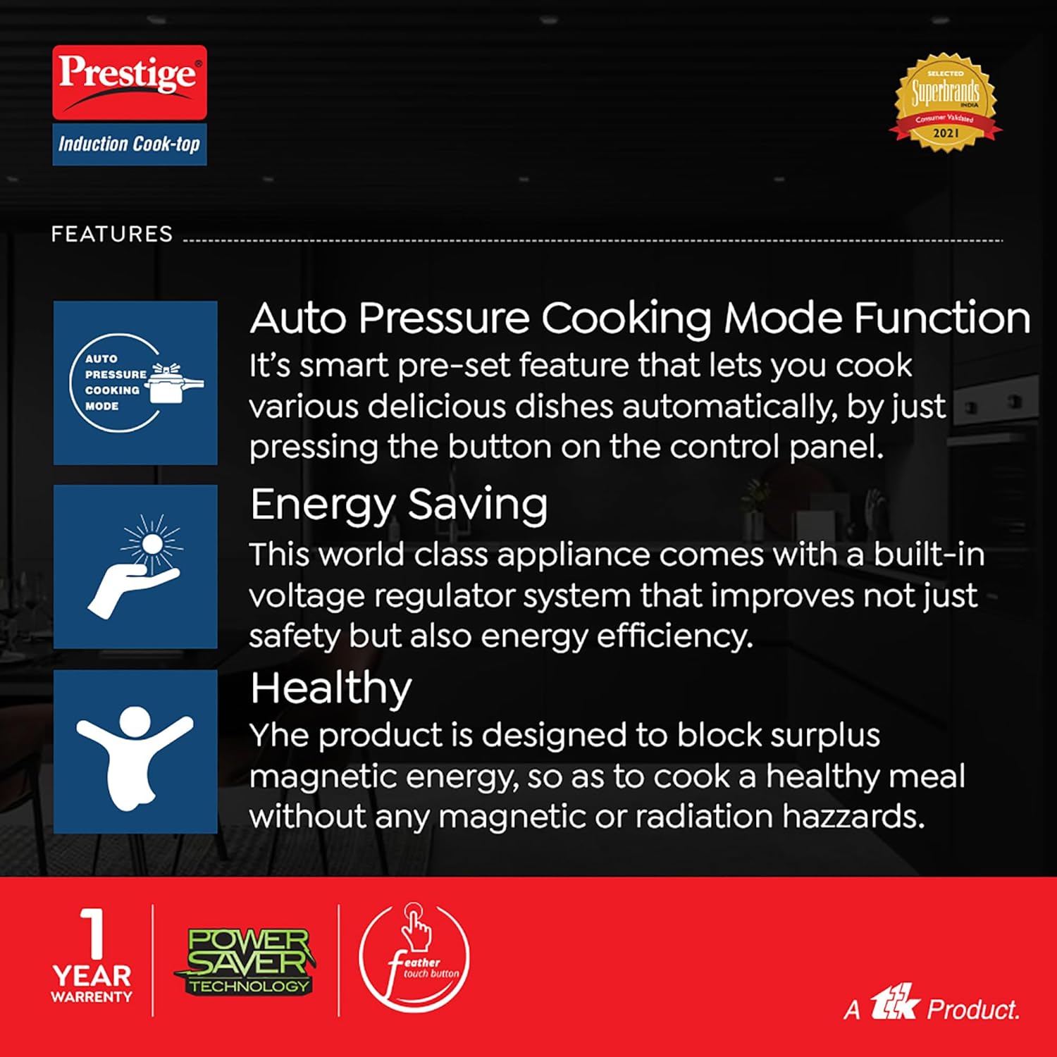 Prestige Induction Cooktop PIC 31.0 V4 2000 Watt | Automatic Whistle Counter | Power Saving Technology