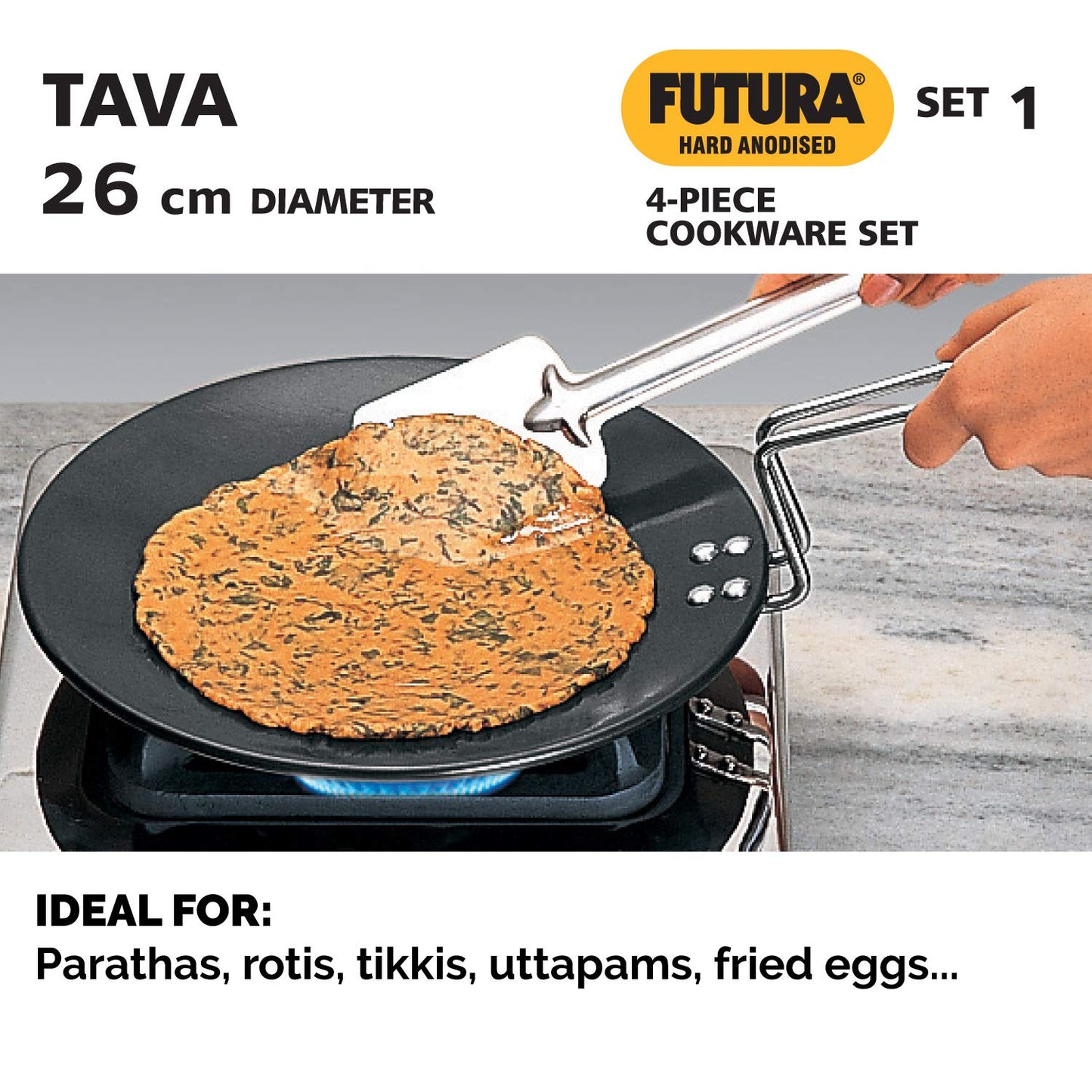 Hawkins Futura Hard Anodised Cookware Set | Black | Set of 4 Pcs