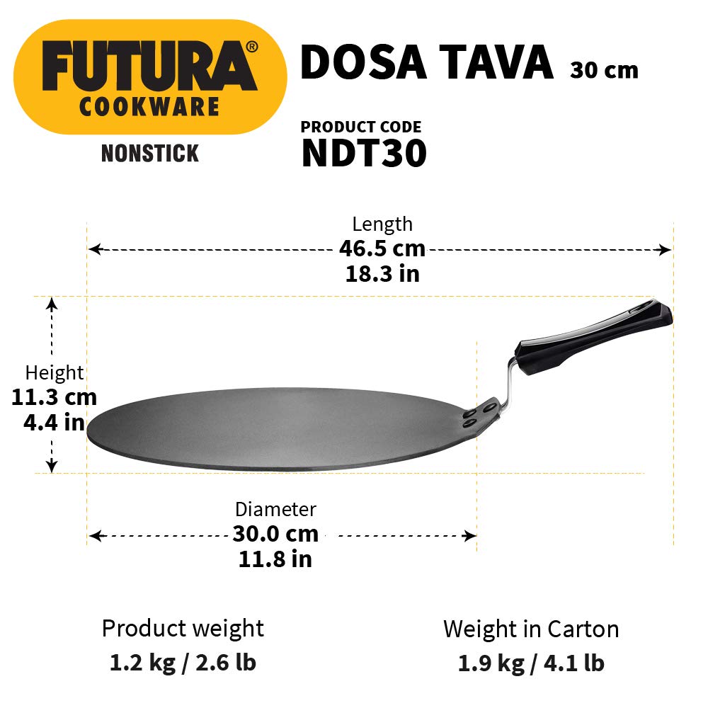 Hawkins Futura Aluminium 30 cm Nonstick Dosa Tava - 8