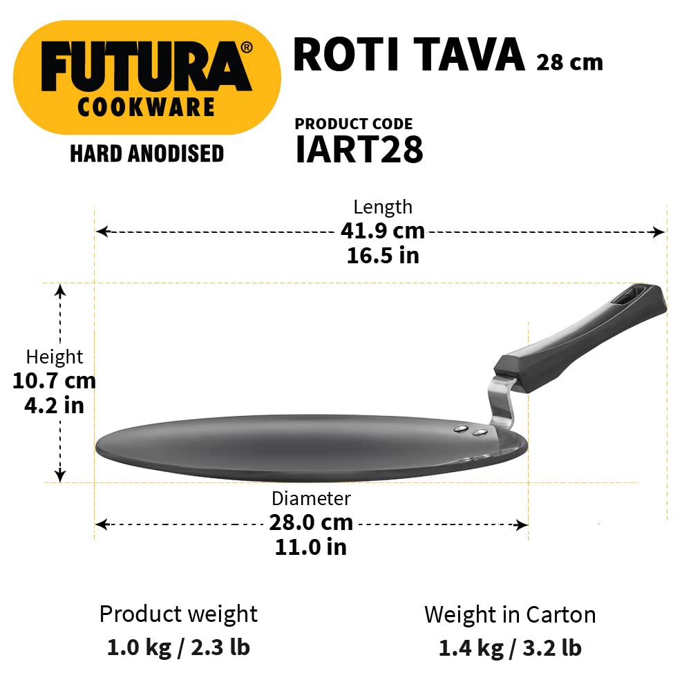 Hawkins Futura Hard Anodised Aluminium 28 cm Roti Tava - 4