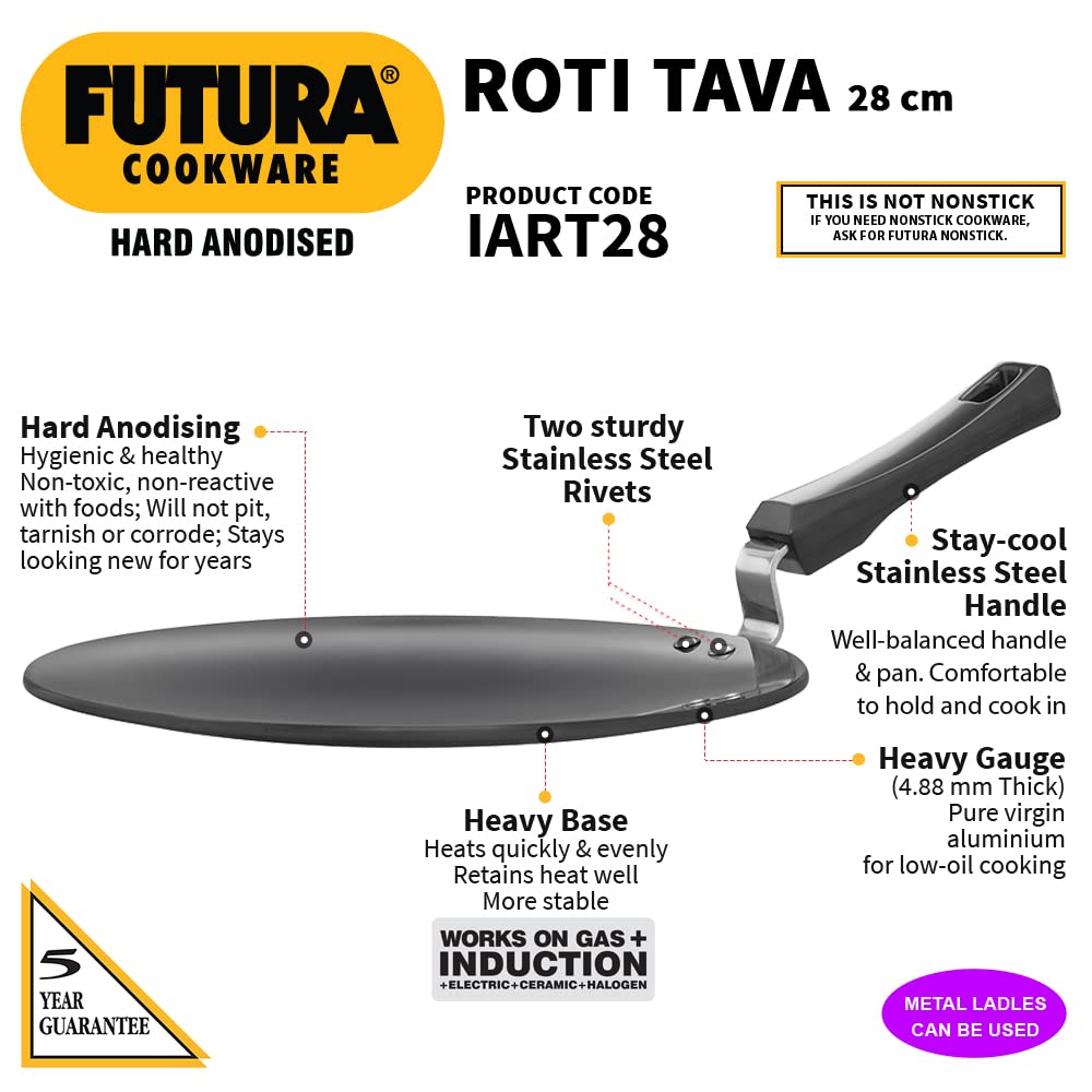 Hawkins Futura Hard Anodised Aluminium 28 cm Roti Tava - 2