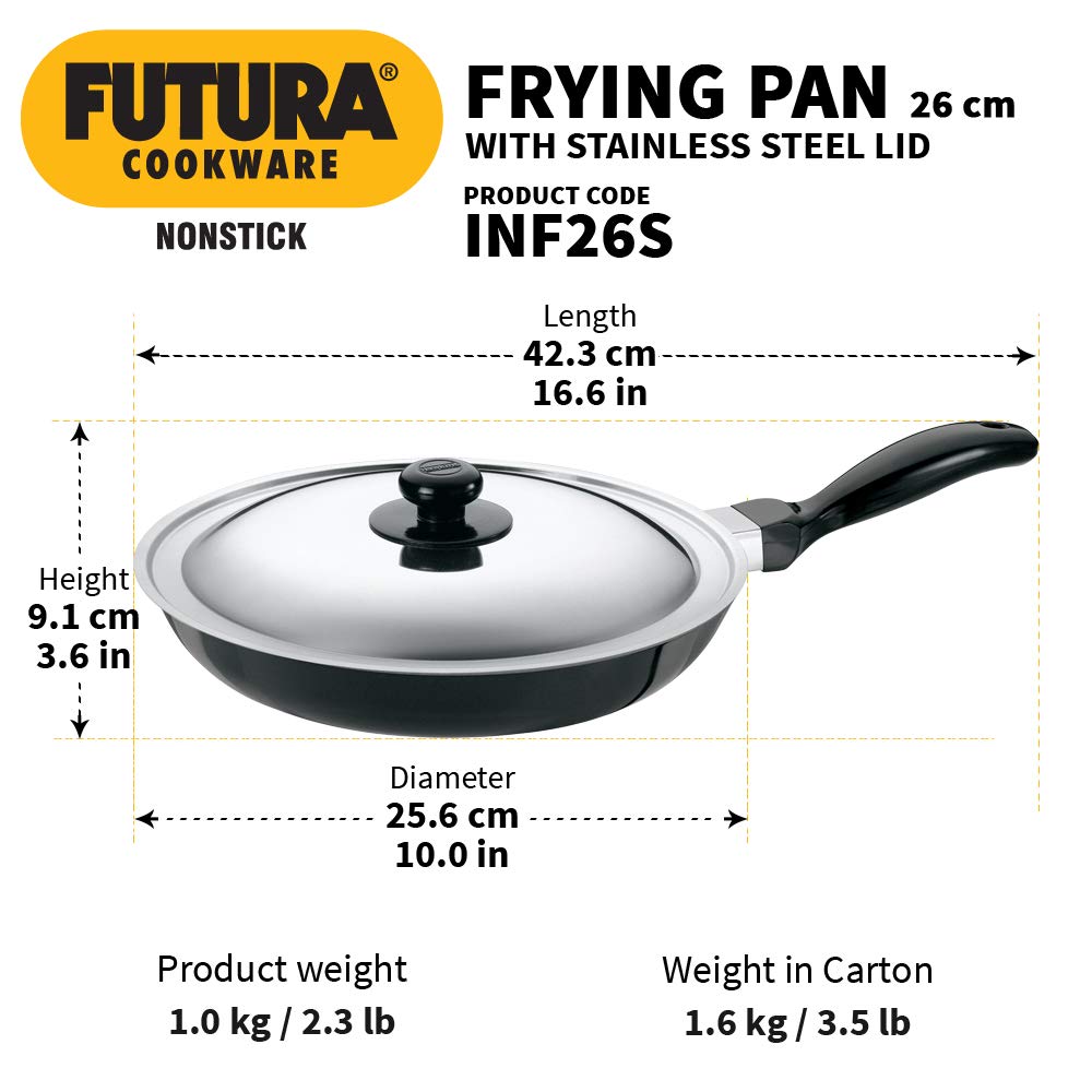 Hawkins Futura Non Stick Fry Pan with Stainless Steel Lid - 9