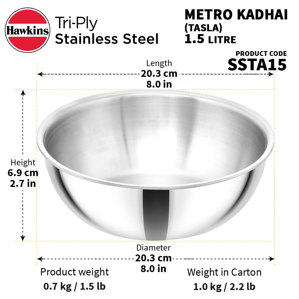 Hawkins Triply Stainless Steel Metro Kadhai - 19