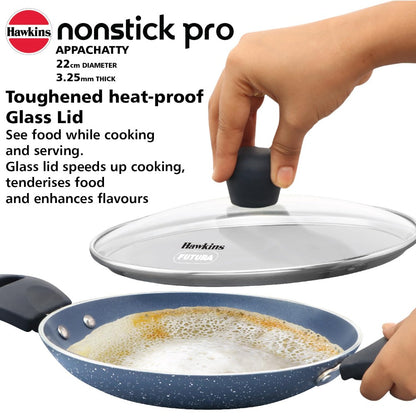 Hawkins Ceramic Nonstick Pro 0.9 Litre Appachatty with Glass Lid - 4