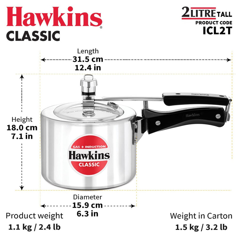Hawkins Classic CL11 10 L Aluminum Pressure Cooker with Separator, Medium,  Silver 