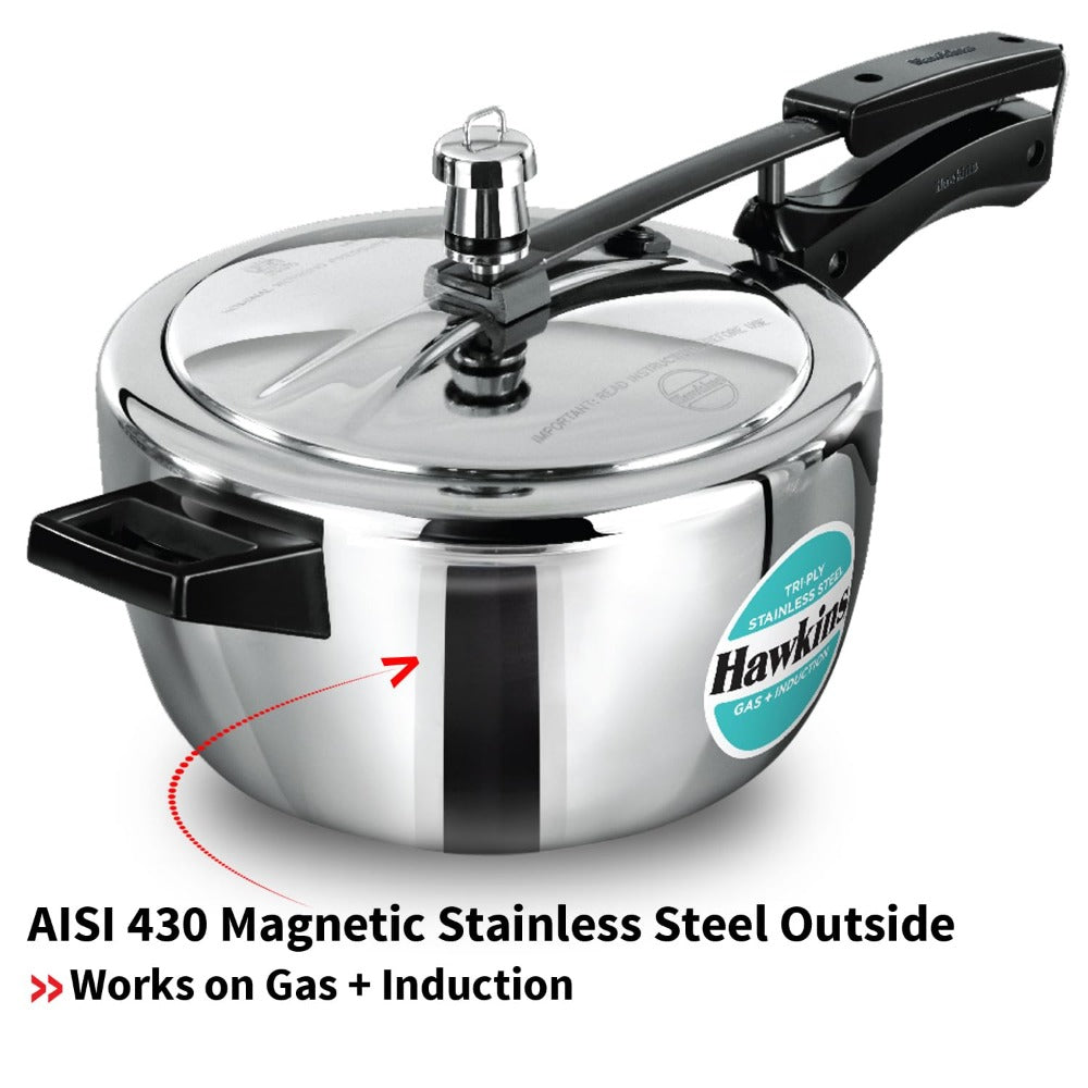 Hawkins Triply Stainless Steel Pressure Cooker - 11