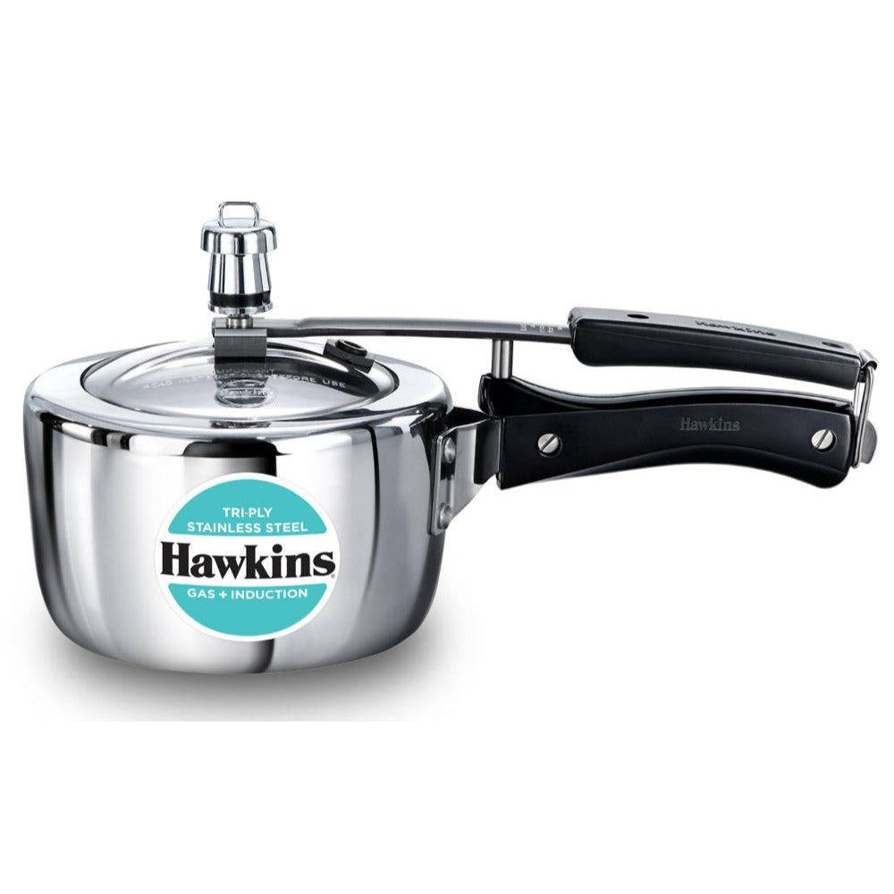 Hawkins Triply Stainless Steel Pressure Cooker | Gas & Induction Compatible | Silver