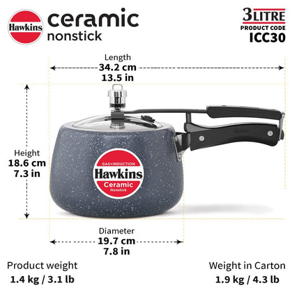 Hawkins Ceramic Nonstick Pressure Cooker - 9