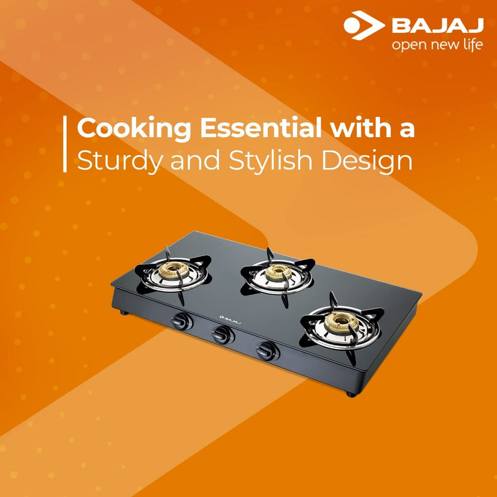 Bajaj GP6 3 Burner Glass Top Gas Stove - 3BRGP6 - 2