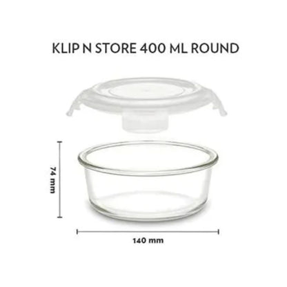 Borosil Klip N Store Round Glass Storage Container - 4