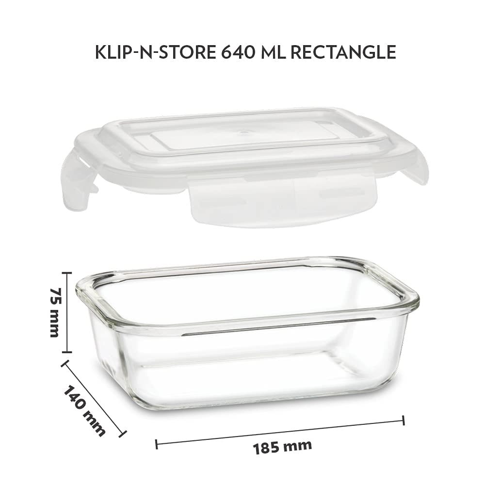 Borosil Klip N Store Rectangular Glass Storage Container - 5