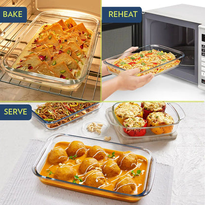 Borosil Rectangular 1500 ML Baking Dish - 6