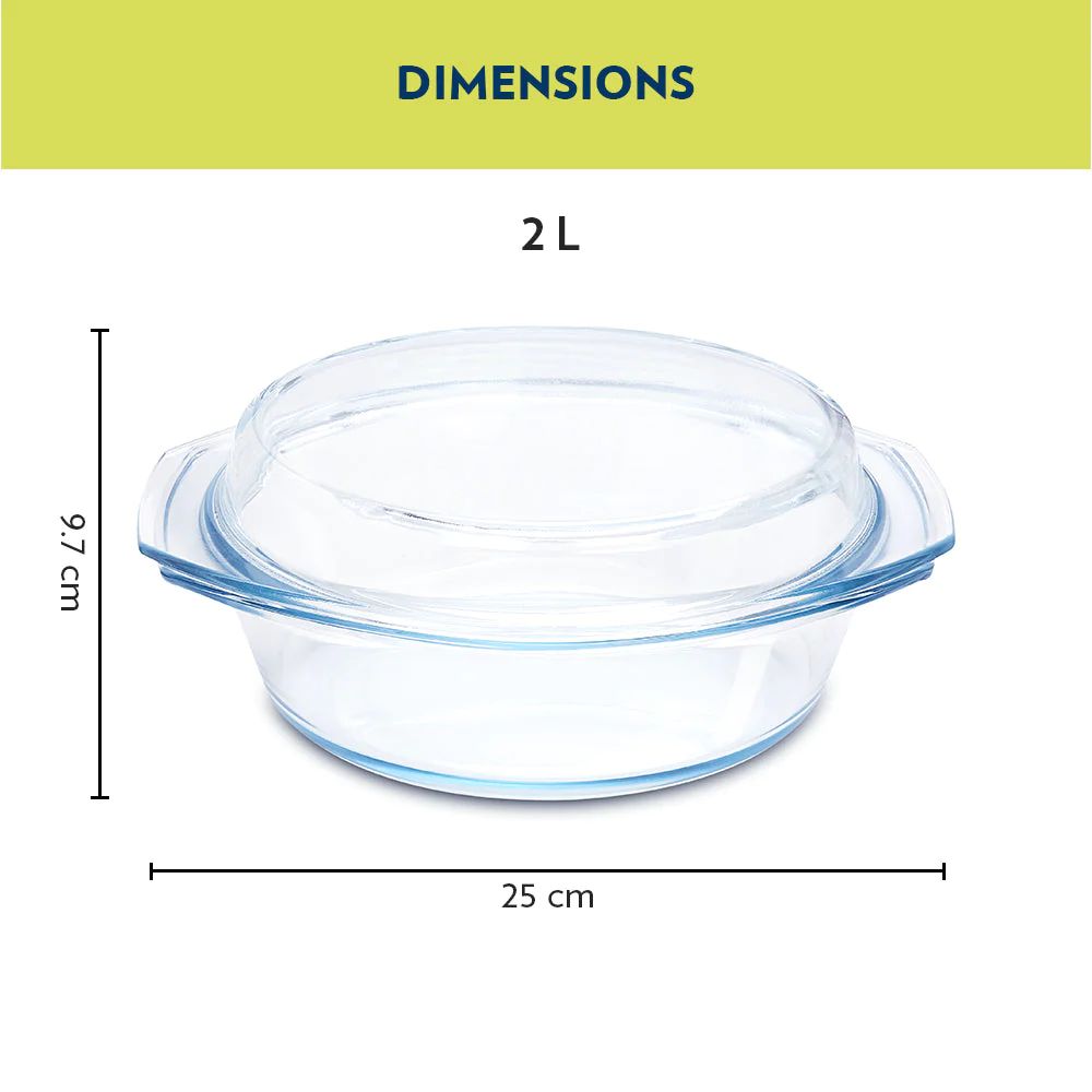 Borosil Round Casserole with Lid - 8