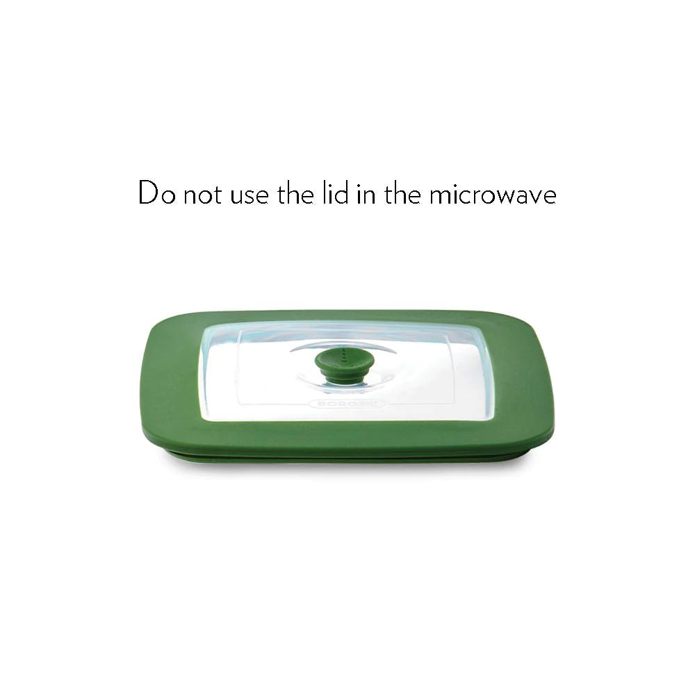 Borosil Square Dish with Green Lid - 11