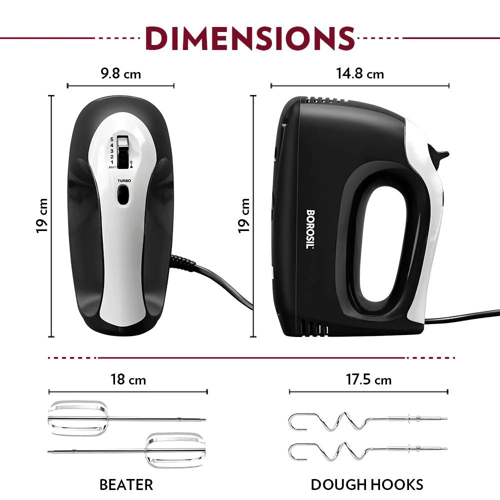 Borosil Smartmix BB11 300 Watts Hand Mixer - 9