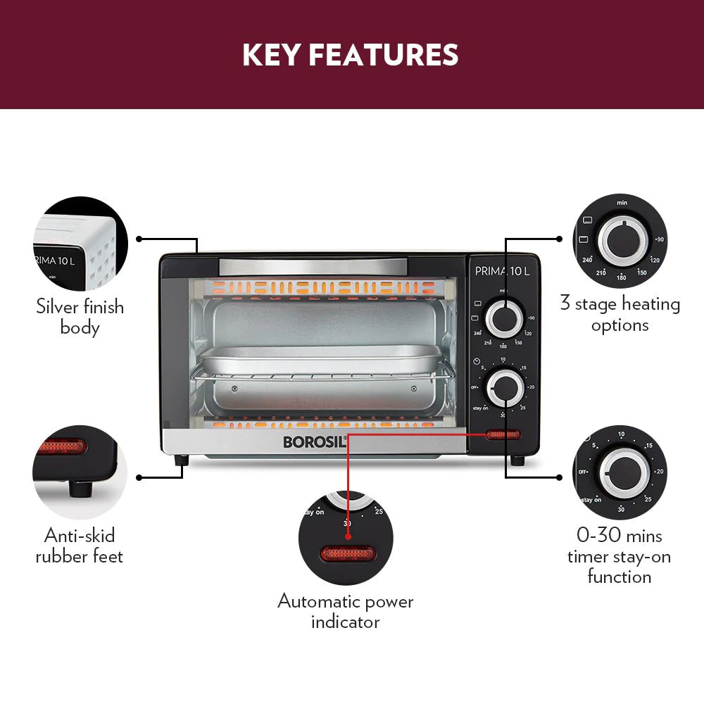 Borosil Prima Plus 10 Litres Oven Toaster Griller - 3