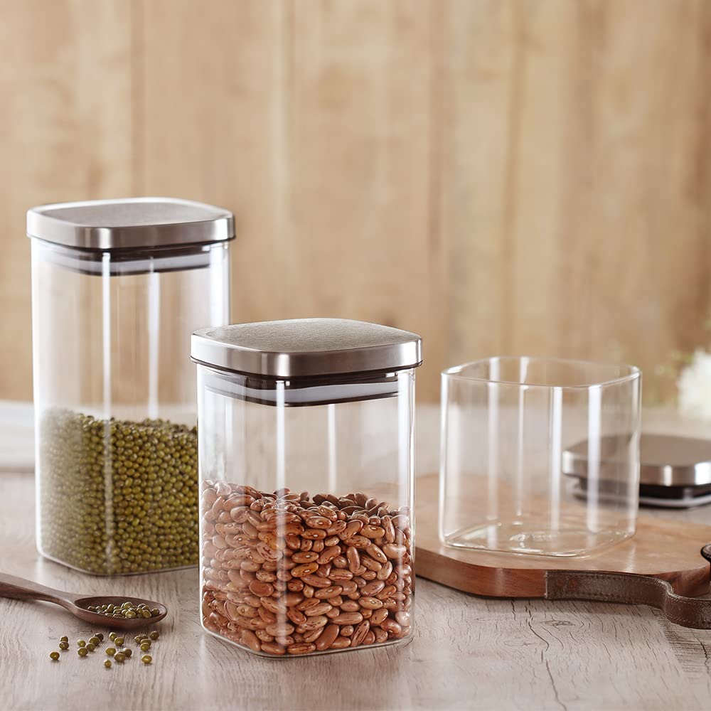 Borosil Classic Square 1000 ML Glass Storage Jar - 5