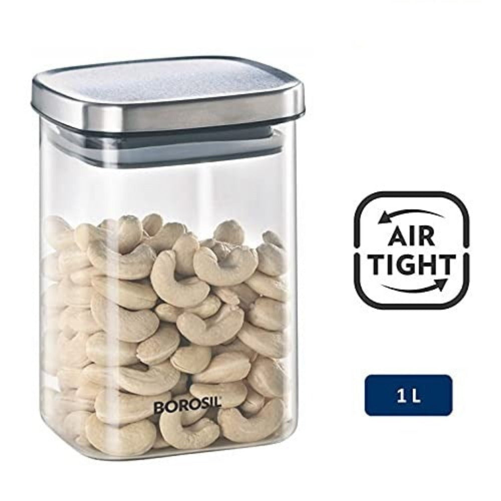 Borosil Classic Square 1000 ML Glass Storage Jar - 4