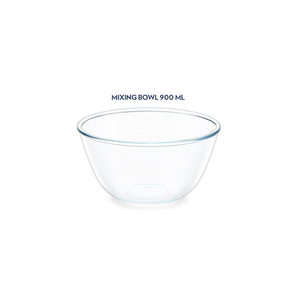 Borosil Glass Mixing & Serving Bowl with Blue Lid - 5